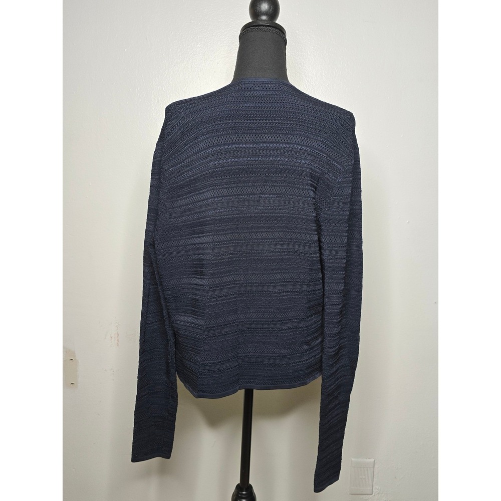 Ralph Lauren Black Label Navy Open Front Textured Knit Cardigan Size L - Picture 6 of 11
